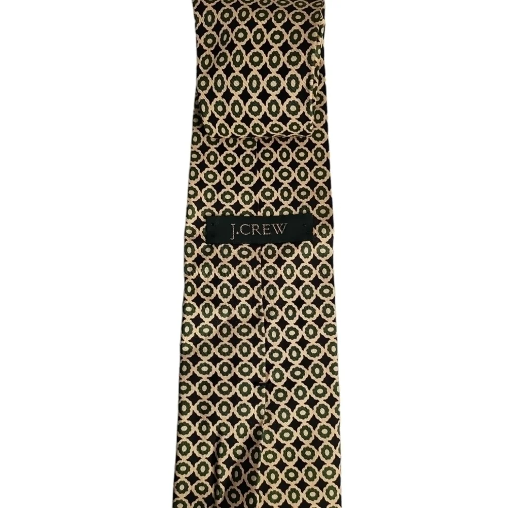 J.Crew 100%silk flower print green, yellow and purple tie